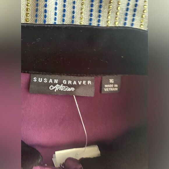 Susan Graver Artisan Bomber Jacket  Womens  Size 16 Peachskin Statement Button - Picture 4 of 16